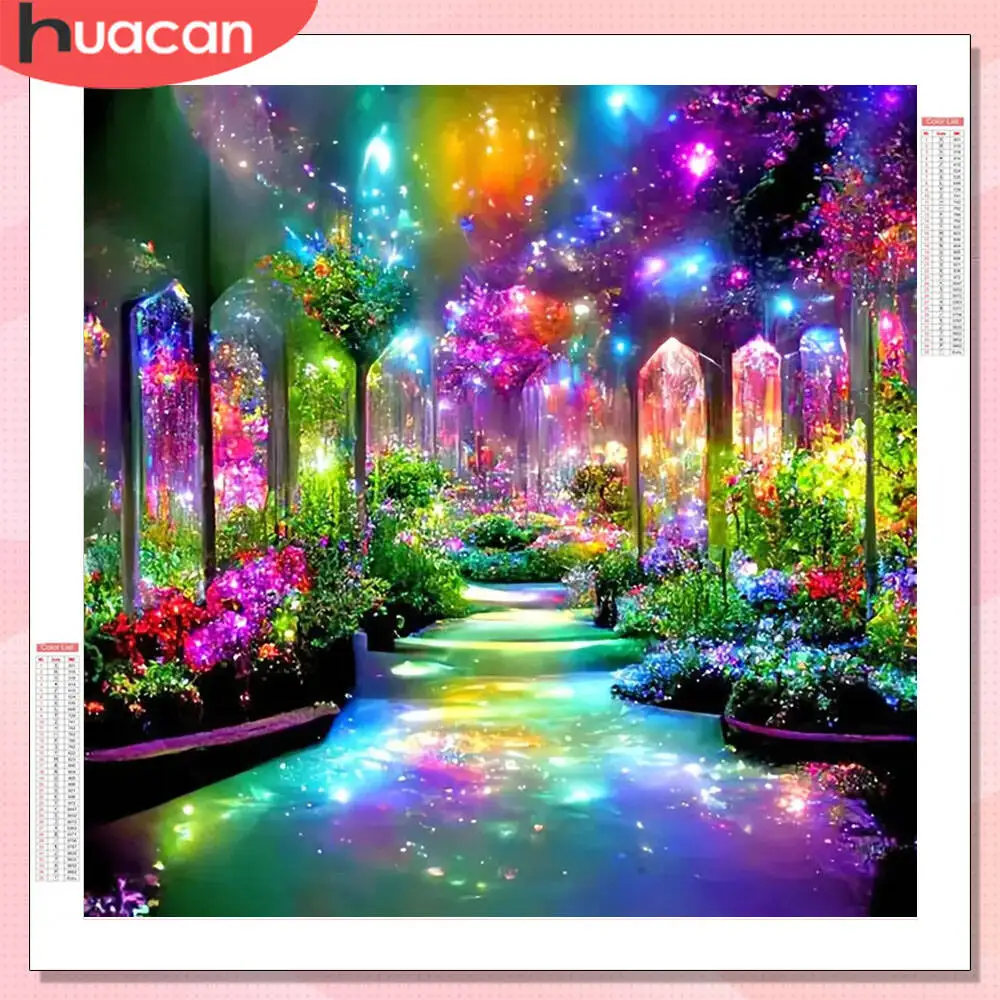 HUACAN 5D-Diamantgemälde, Baum, Fantasy-Landschaft, voller Platz, runder Bohrer, Heimdekoration, Mosaik, Kreuzstich