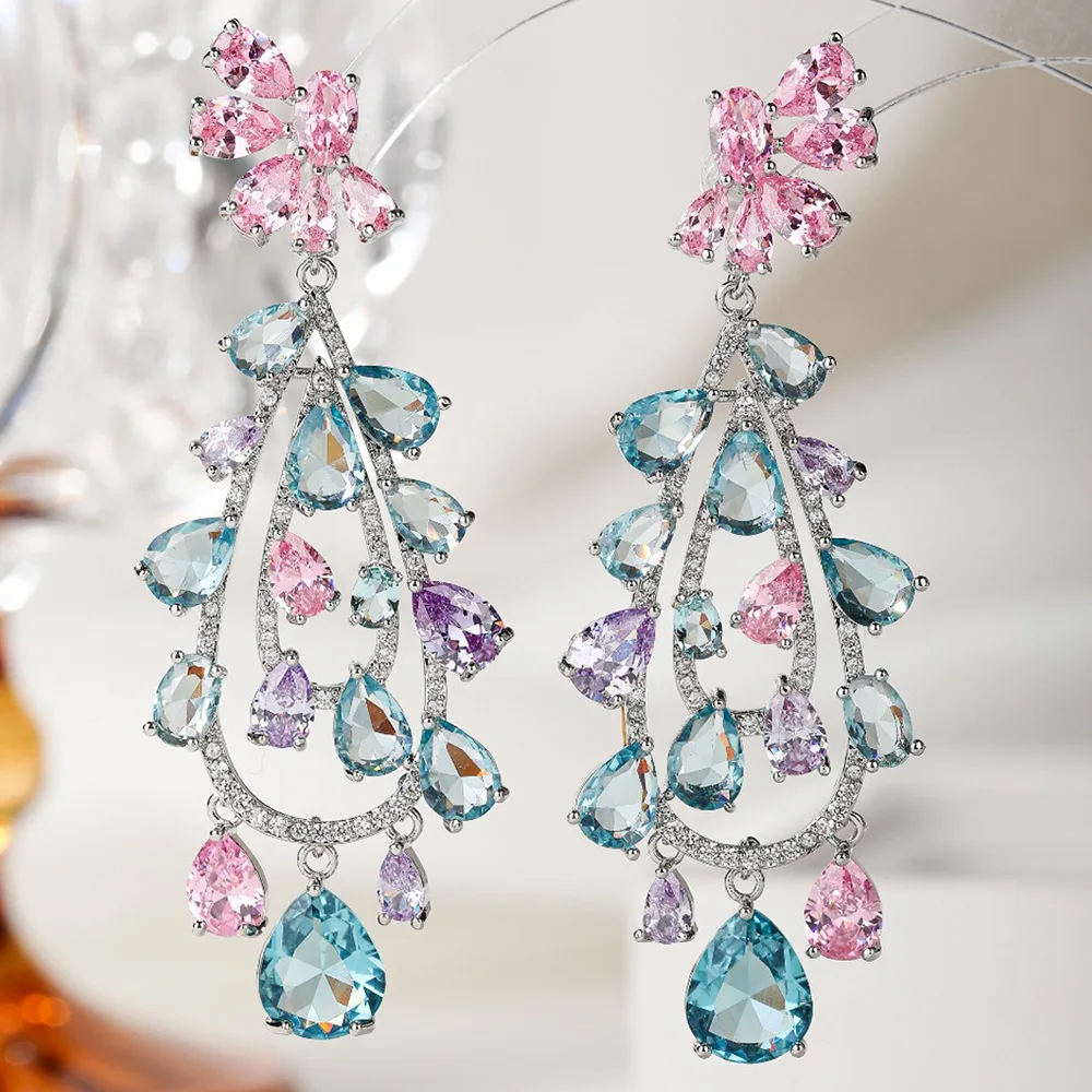 

Missvikki New Charm Luxury WaterDrop Earrings For Women Wedding Cubic Zircon Crystal CZ Bridal Spring Summer Jewelry Gift