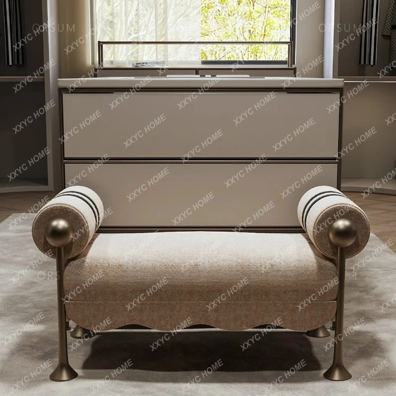 

L minimalist modern light fabric bench household leather bench