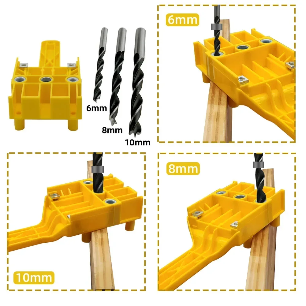 Woodworking Dowel Jig Fits 6/8/10mm Drill Guide W/ Drills Metal Sleeve Wood Drilling Doweling Hole Saw Tools Handheld Jigs image 6