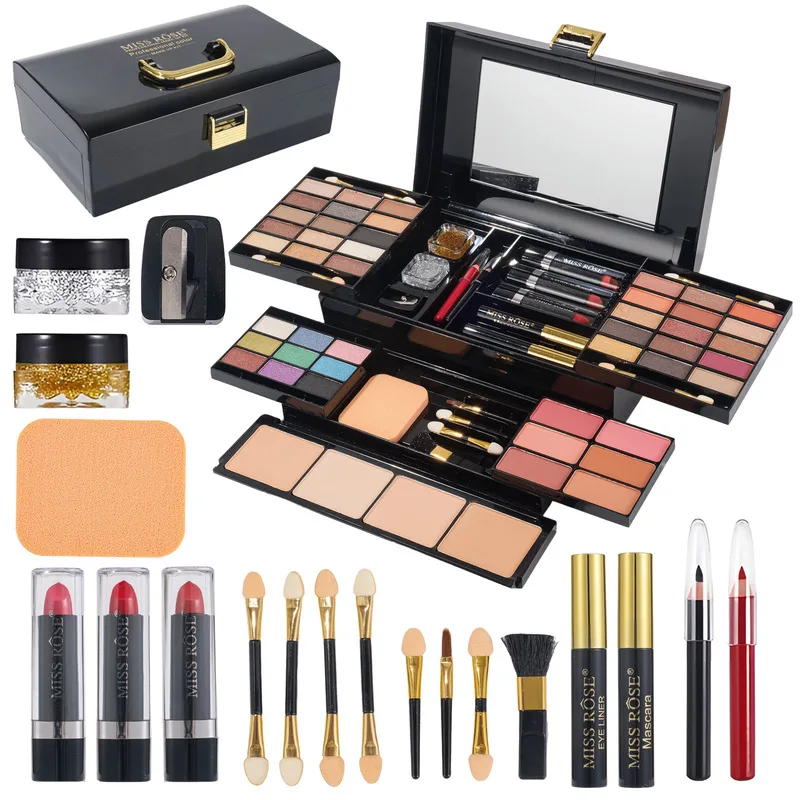 MISSROSECross-border makeup palette set Eyeshadow and Lipgloss Combo Set Lipstick, blush, highlighter, powder compact