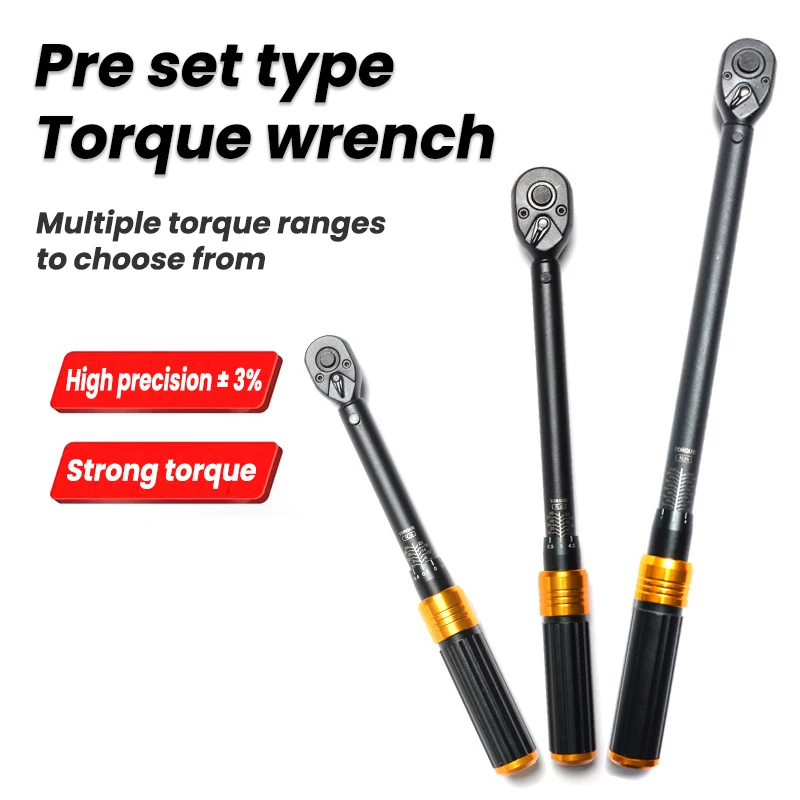 Drehmomentschlüssel 1/4'' 3/8'' 1/2'' Vorinstallierter Schraubenschlüssel Präziser umkehrbarer Ratschenkopf für die Reparatur von Auto-Handwerkzeugen 2-24N.m/5-60N.m