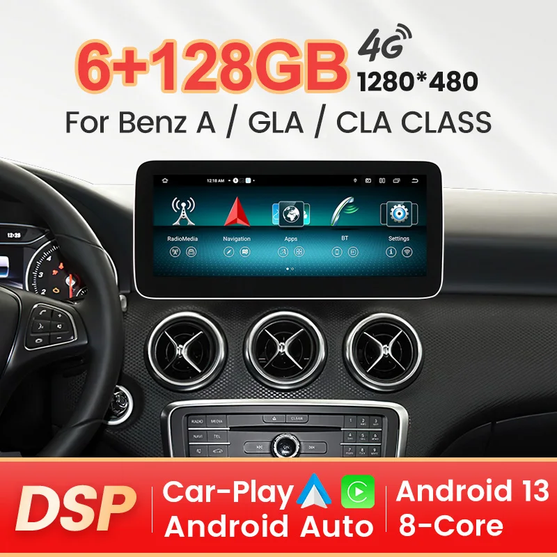 NaviFly Android 13 CarPlay dla Mercedes Benz A W176 GLA X156 CLA C117 2013-2018 Samochodowy multimedialny odtwarzacz wideo Ekran HD Navition