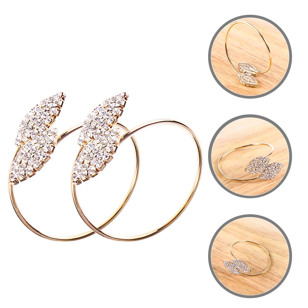 

12Pcs Napkin Rings Metal Rhinestone Leaf Buckles Creative for Wedding Party Christmas Dinner Table Decor Napkin Rings