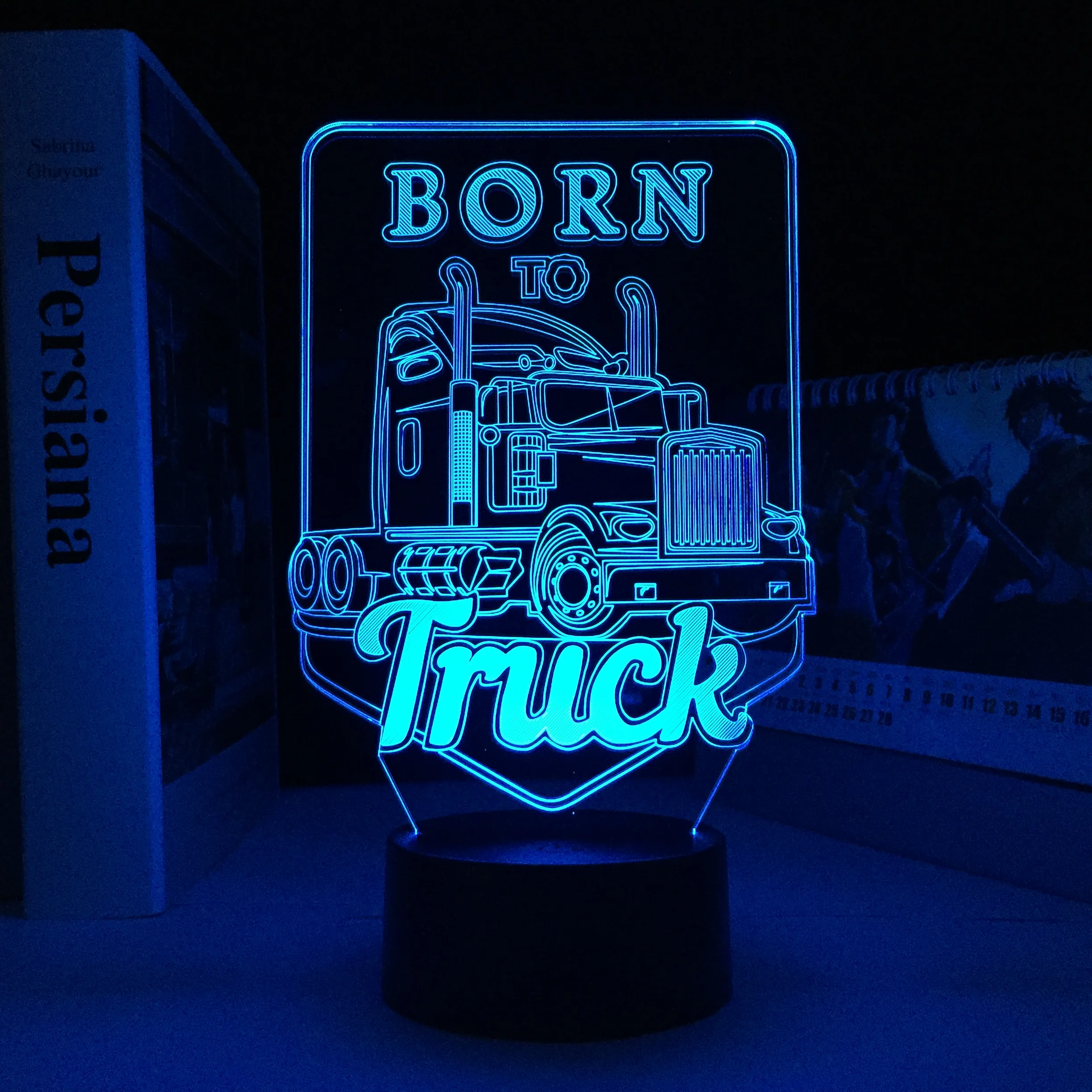 Born To Truck LED Lamp 16 Colors Change Battery Powered For Gaming Room Atmosphere Decor 3D Acrylic Night Light Dropshipping