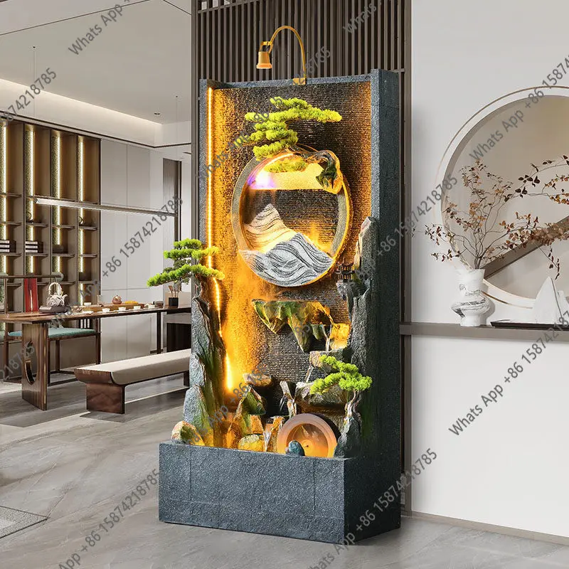 Small courtyard water system flowing water ornament  wheel circulating  courtyard screen wall rockery floor water feature