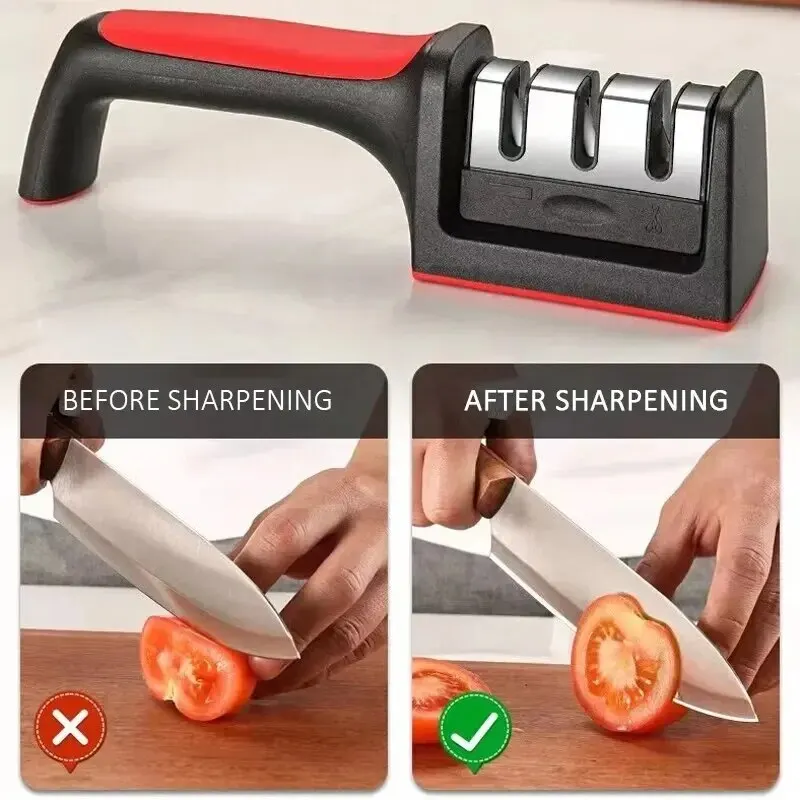 Handheld Multi-function 3/4Stages Type Quick Sharpening Tool With Non-slip Base Kitchen Knives Accessories Gadget