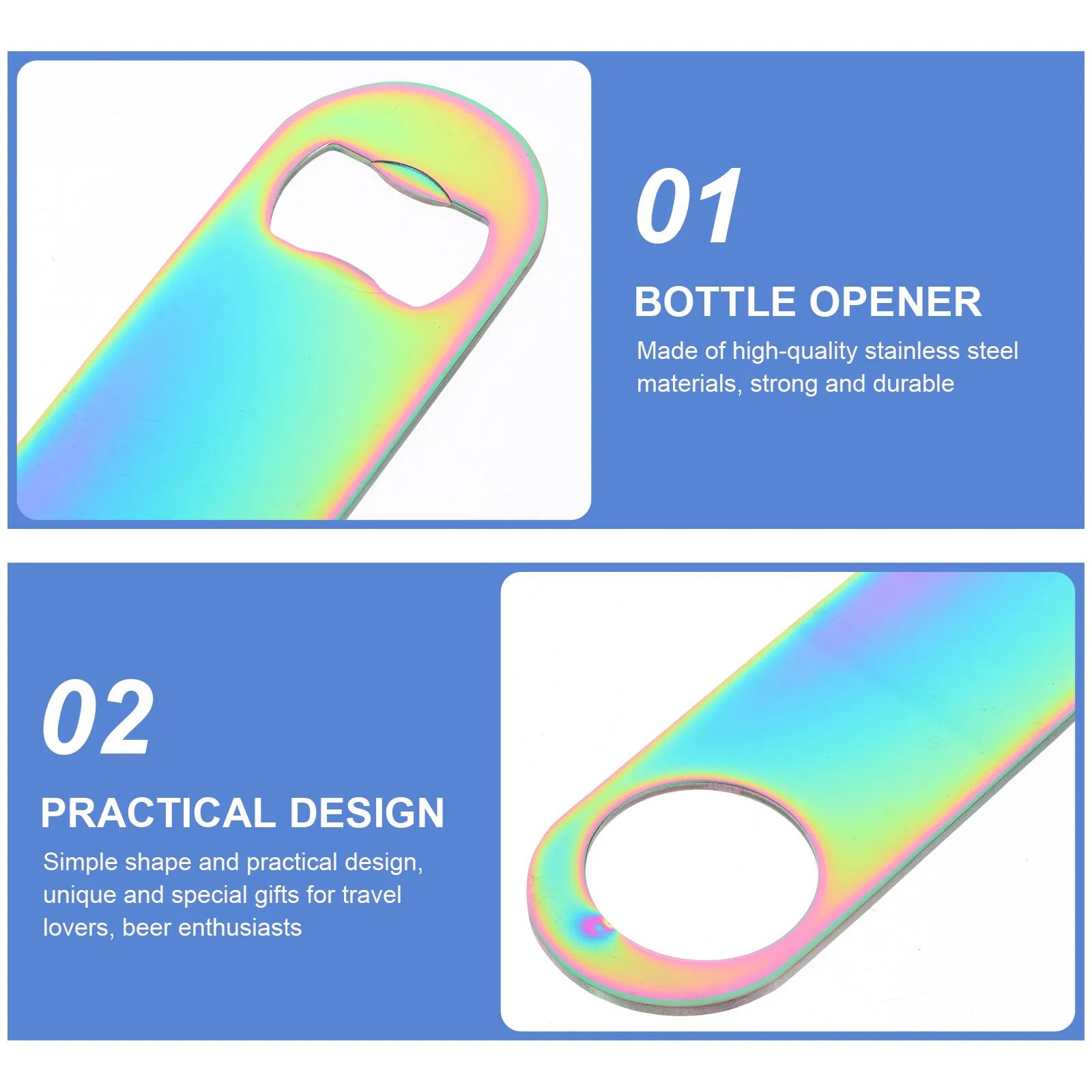 

Stainless Steel Flat Beer Opener Multifunctional Bottle Cap Remover Travel Gift Kitchen Gadget Versatile Bartender Tool