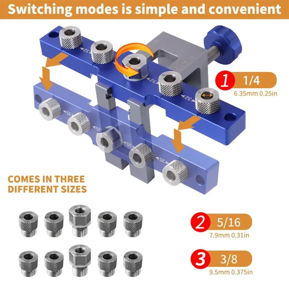 5 Holes Self-Centering Dowel Jig Kit Woodworking 3/8 In 5/16 In 1/4 In Straight Holes Drill Guide Locator DIY Woodworking Tool