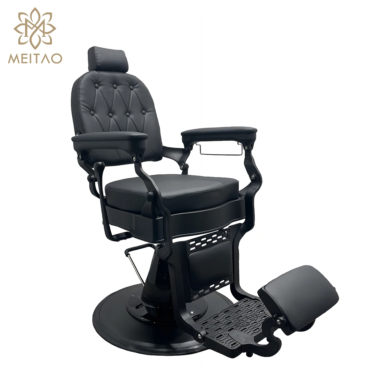 

Black Frame Classic Reclining Barber Chair For Hair Salon Barber Shop Antique Furniture Customizable Equipment