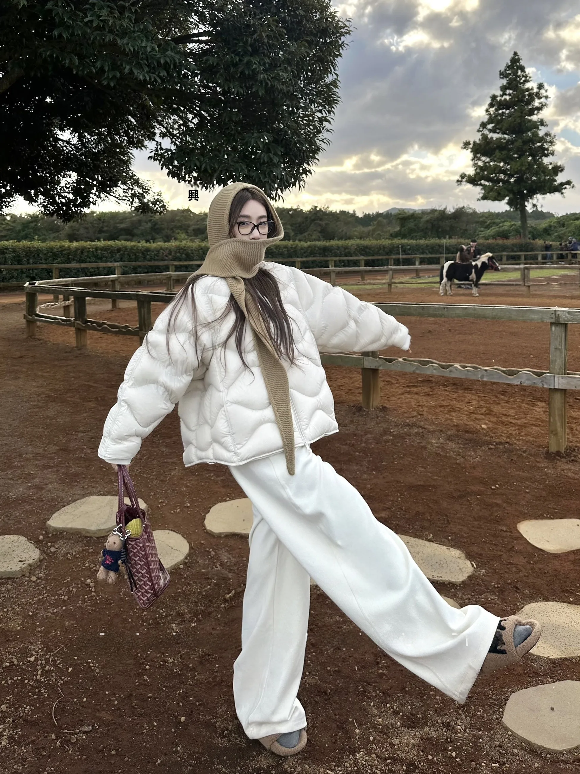 

Женские брюки Zoe Anymore: корейские шерстяные широкие брюки с эффектом драпировки, прямые, теплые, повседневные, из полиэфирного волокна