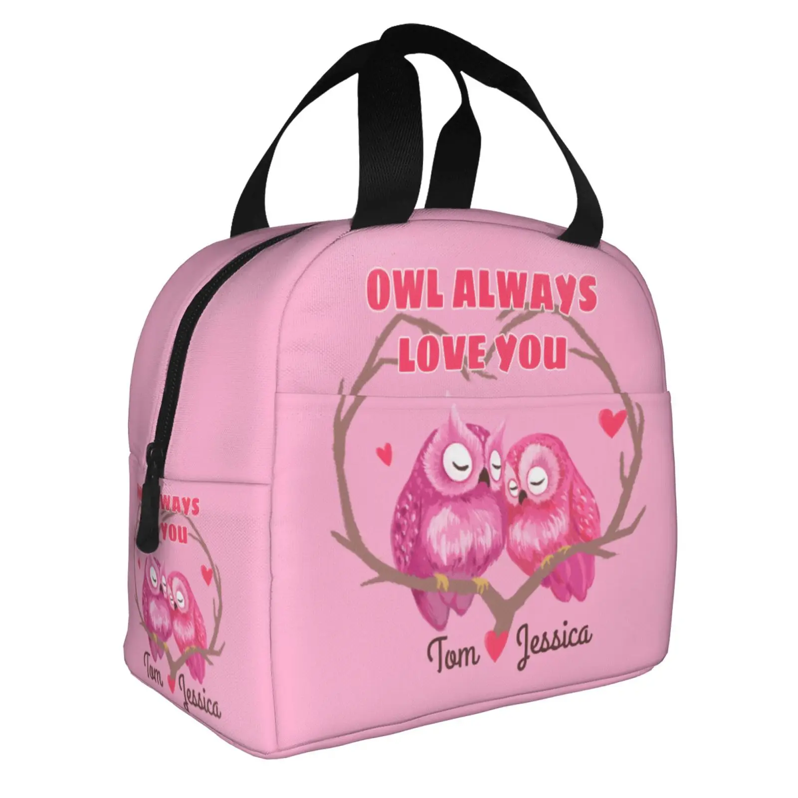 

Valentine's Day Owl Unisex Food Warmer Bag Lunch Bag Reusable Lunch Box Lunch Cooler Tote