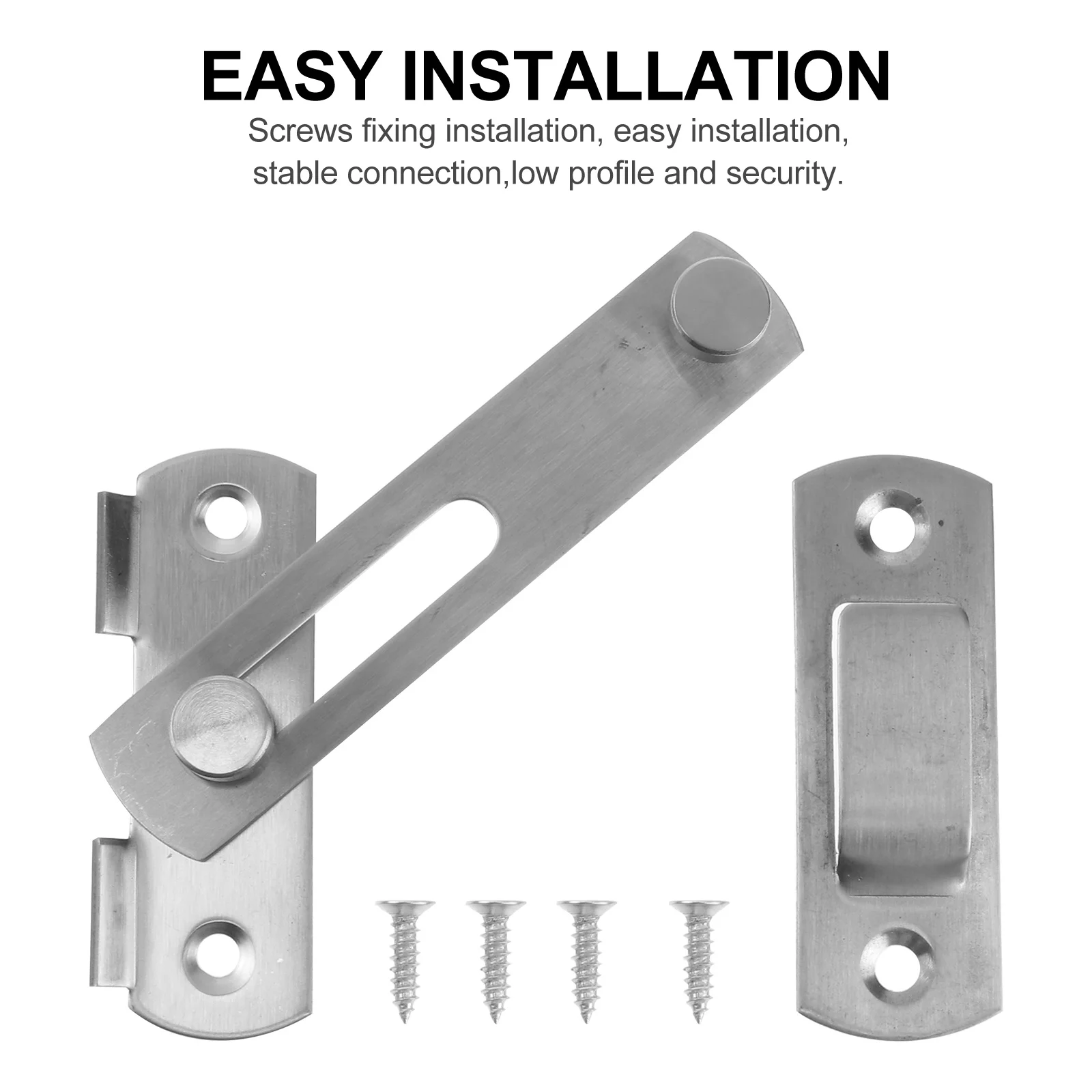 

Stainless Steel Door Latch 4 Inch Brushed Texture Bolt Insurance for Home Security Windows Doors Furniture Silver