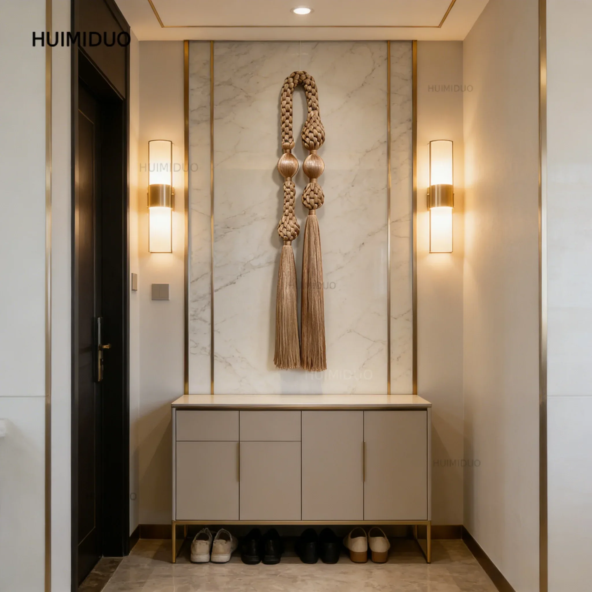 Handmade Woven Large Tassel Wall Hanging Luxury Style Wall Decor Living Room Entrance Hotel Soft Furnishing Pendant