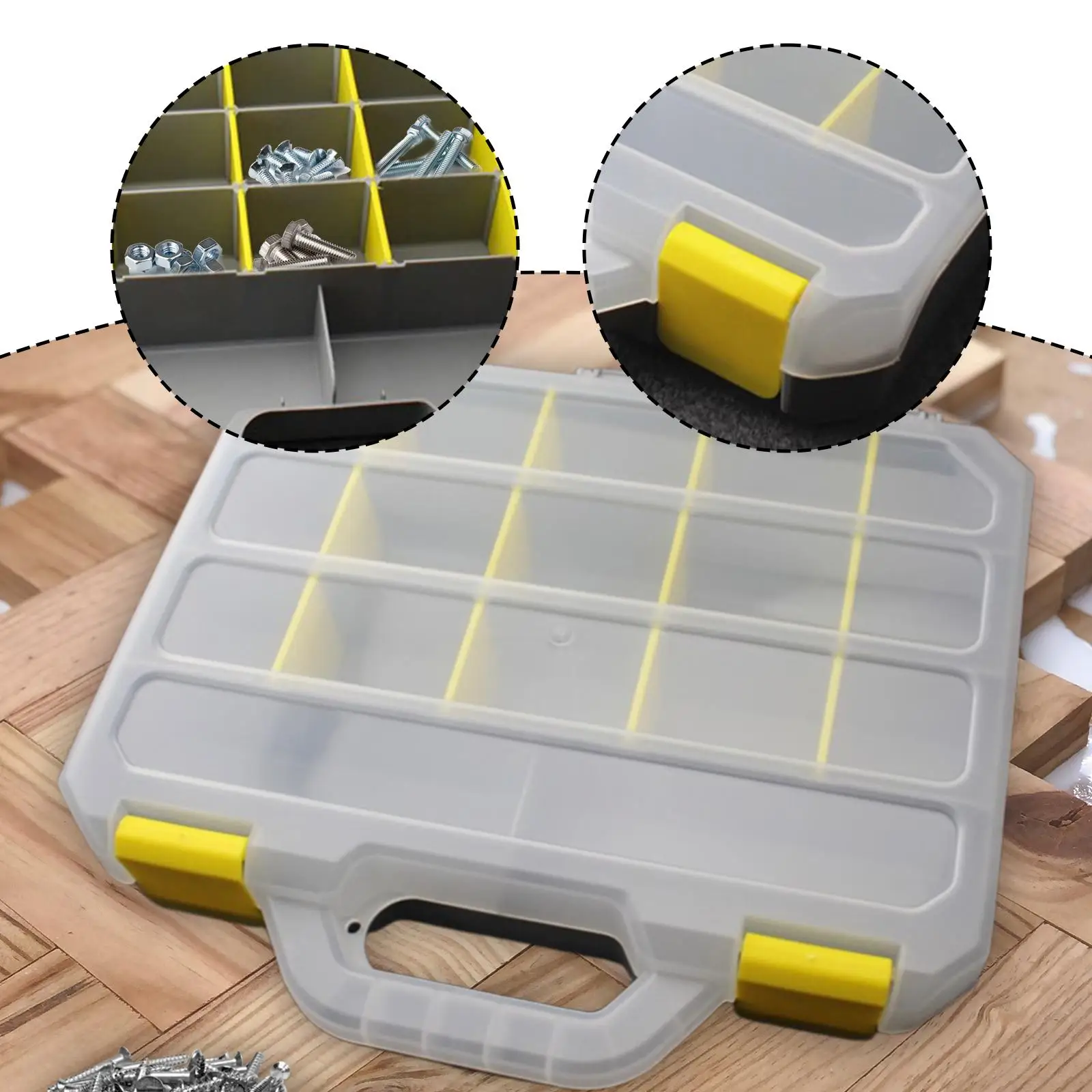 

Screws Storage Box with Handle Impact Resistant Small Parts Organizer for Repair Experts and Hobbyists