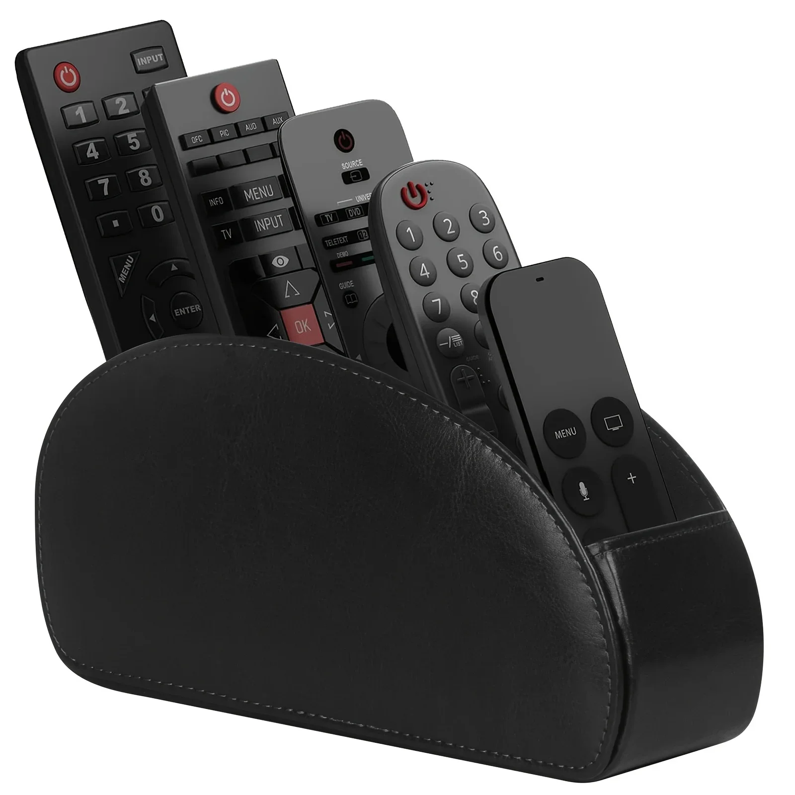 5 Grid Pu Leather Organizer Remote Control Phone And Tv Holder Desk Storage Box Cosmetics Brush