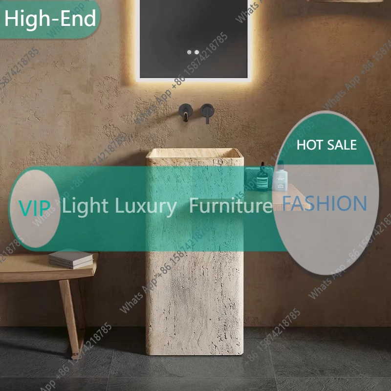 

Раковина-колонна Nc Travertine, дизайнерская раковина Art, интегрированная напольная раковина премиум-класса, вертикальная раковина.