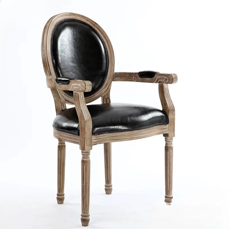 

Solid wood armrest round back chair, pastoral country dining chair