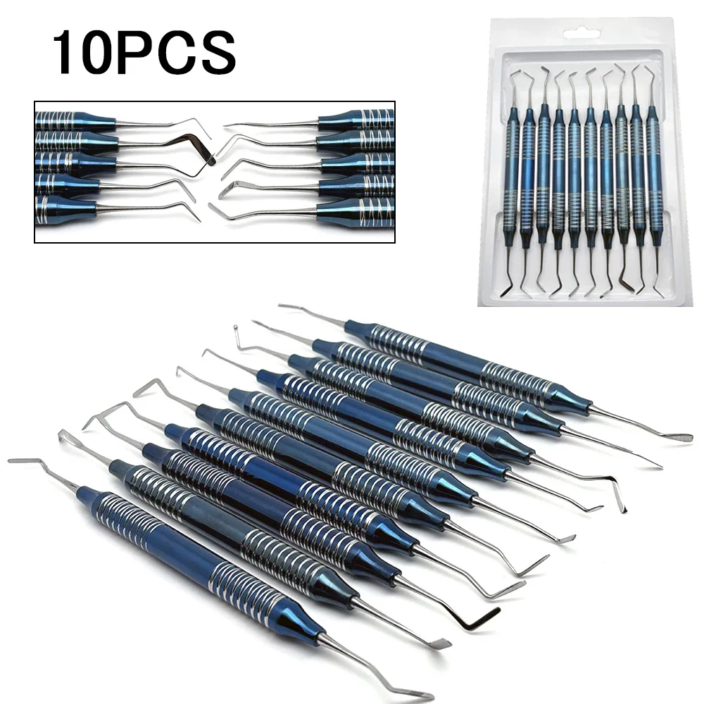 

10Pcs/Pack Dentals Composite Resin Filling Spatula Tool Stainless Steel Blue Plating Aesthetic Restoration Kit