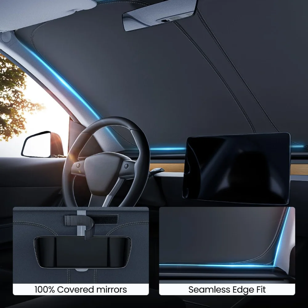 Pare-soleil pliable pour pare-brise des Highlands, pour Tesla modèle Y Juniper modèle 3, blocage solaire, isolation thermique, accessoire de pare-soleil pour voiture, 2025