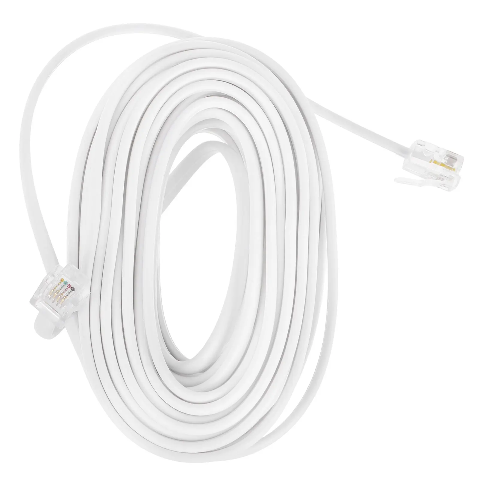 Landline Telephone Extension Cord Cable 25Ft Rj11 Rj14 Connector Plug Office Home Cord Phone for Landline Telephone Extension