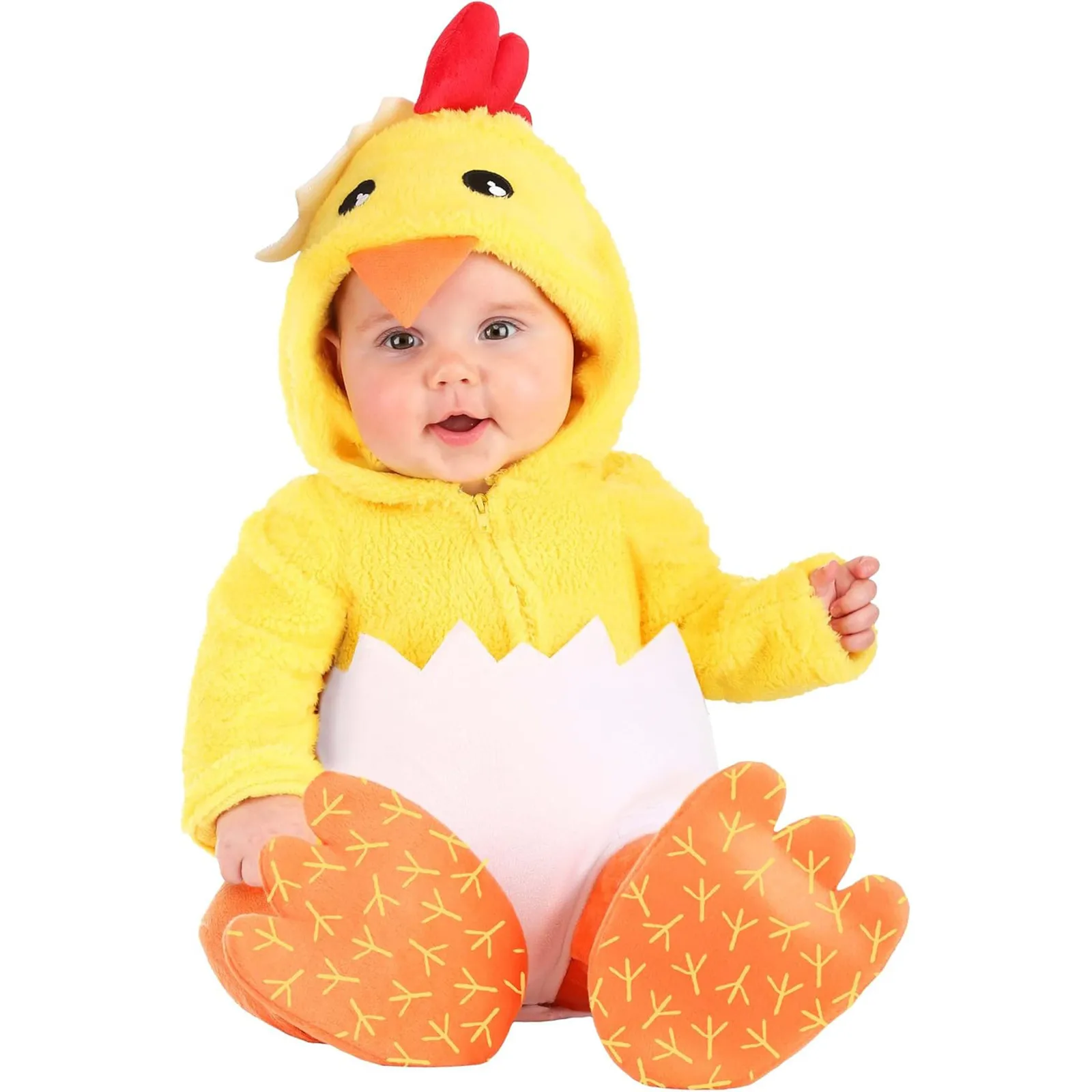 

Baby Boys Girls Chicken Costume Short Sleeve Snap Up Plush Romper Newborn Chick Egg Costume Infant Christmas Party Clothes