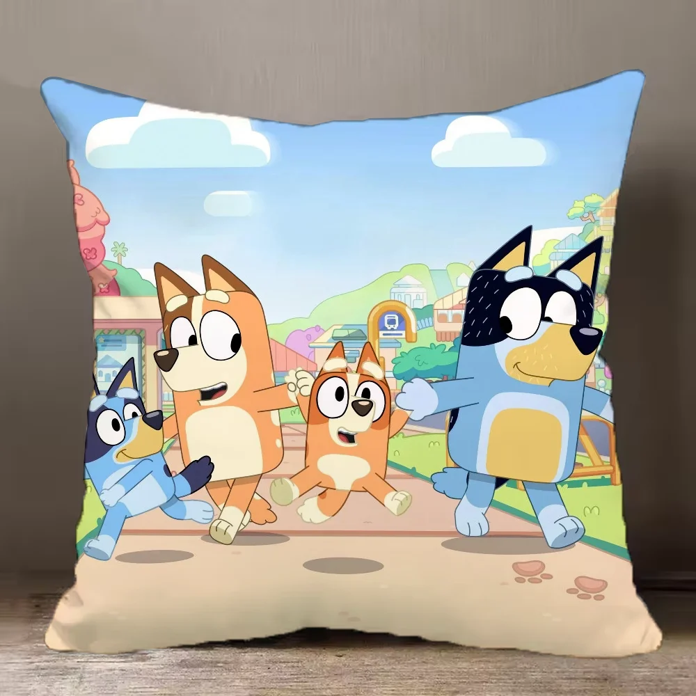 Bluey-B-B-B-Blueys كيس وسادة كيس وسادة مضادة للغبار وسحاب غير مرئي حريري قصير غطاء وسادة أريكة قطيفة