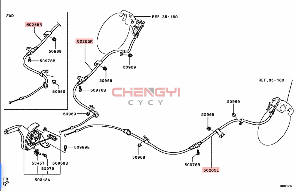 Rear Brake Handbrake Cable For Outlander GF7W GF8W GF2W GF6W 4820A261 4820A264 4820A637 4820A638 (4WD)