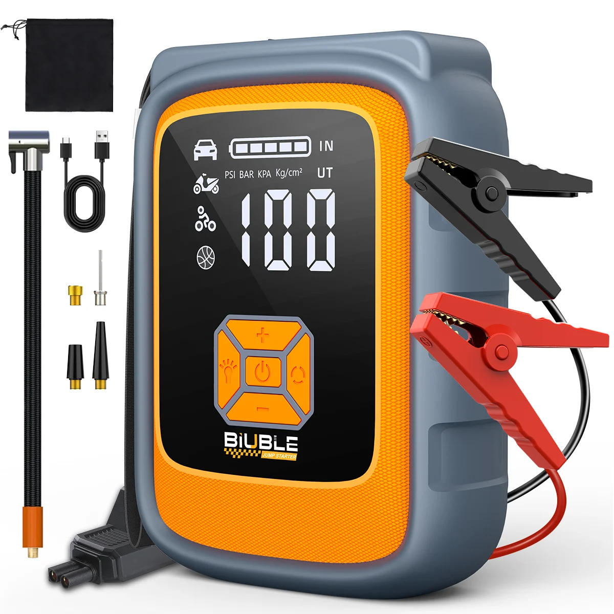 9000A Auto-Starthilfe-Akku, 12 V, tragbarer Booster für 12 l Gas und 10 l Diesel-LCD-Display, USB-Schnellladung, LED-Licht