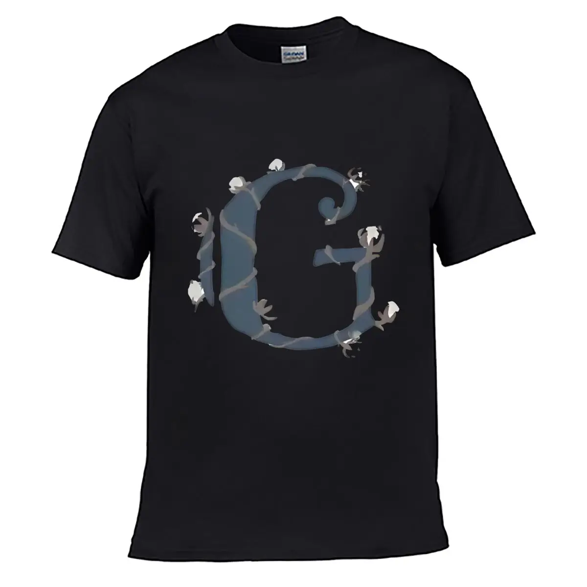 Floral Monogram Letter G Street Distressed Washed Loose Simple Tee