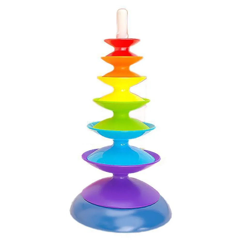 Ferrule Rainbow Stacking Toys Rotating Montessori Toy Rainbow Revolving Ring Tower Puzzle Rainbow Tower Stacking Blocks Baby Toy