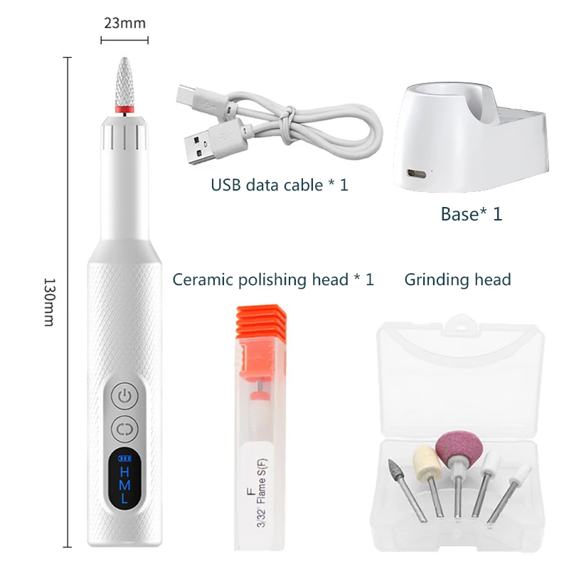 18000RPM Wireless Nail Drill Machine 3 Speed Cordless Rechargable Electric Nail Sharpener Manicure Electric Pen Type Nail Tool
