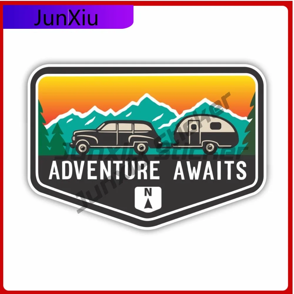 

Adventure Awaits Rv Camper Mountain Car Vinyl Sticker Scratch-proof Decal Exterior For Auto Cars Bumper Trucks Windshield Window