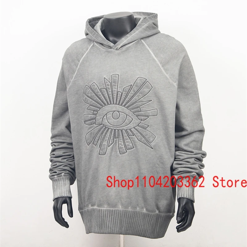 American Trend Brand HOUSE OF ERRORS Hooded Sweatshirt Embroidery Eye Washed Do Old Pullover Men Women Winter New Hoodies