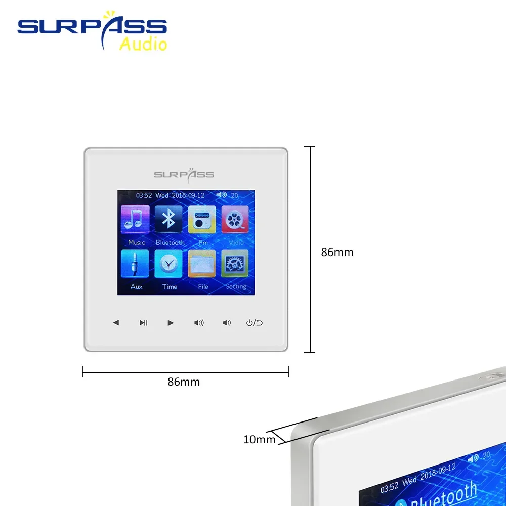 Smart Mini Inwall Touch Key Bluetooth Amplifier Music Controller With 3.5mm Output For Headphone USB,TF,Wireless Remote Control