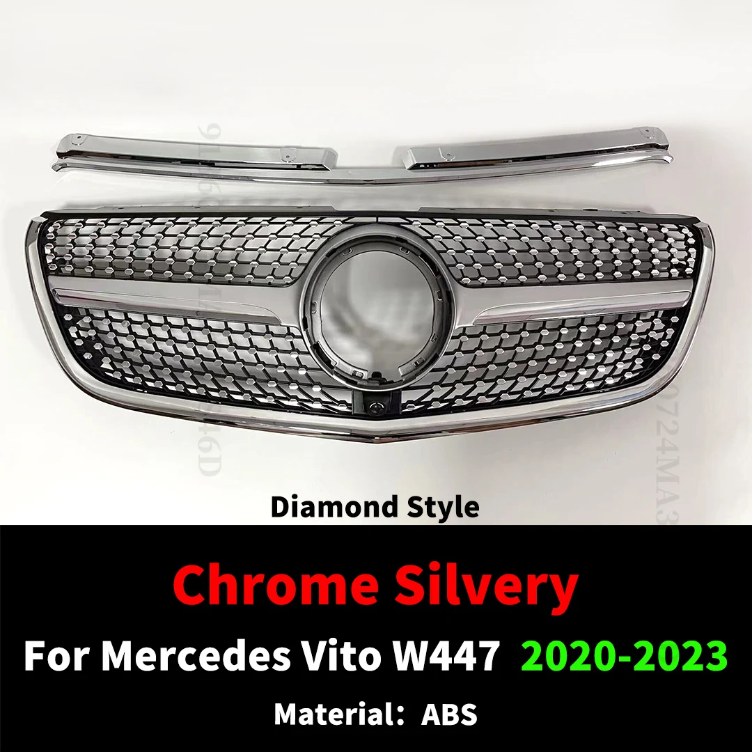 Voor Mercedes Benz Vito V W447 V250 V300 2015-2023, Diamond Style voorbumper grille, luchtinlaatgrille, exterieur styling