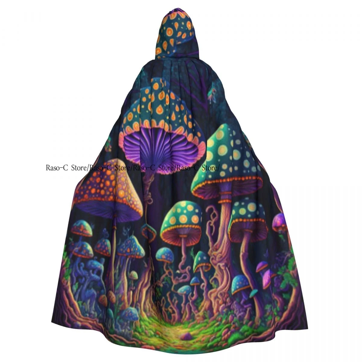 

Long Cape Cloak Psychedelic Art Magic Mushrooms Hooded Cloak Coat Autumn Hoodies