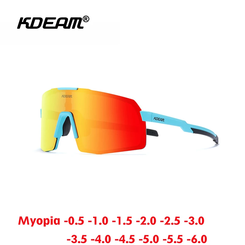 KDEAM Integrated Myopia Sports Sunglasses Windproof Prescription Outdoor Glasses Men Women Polarized Goggles -0.50 to -6.0