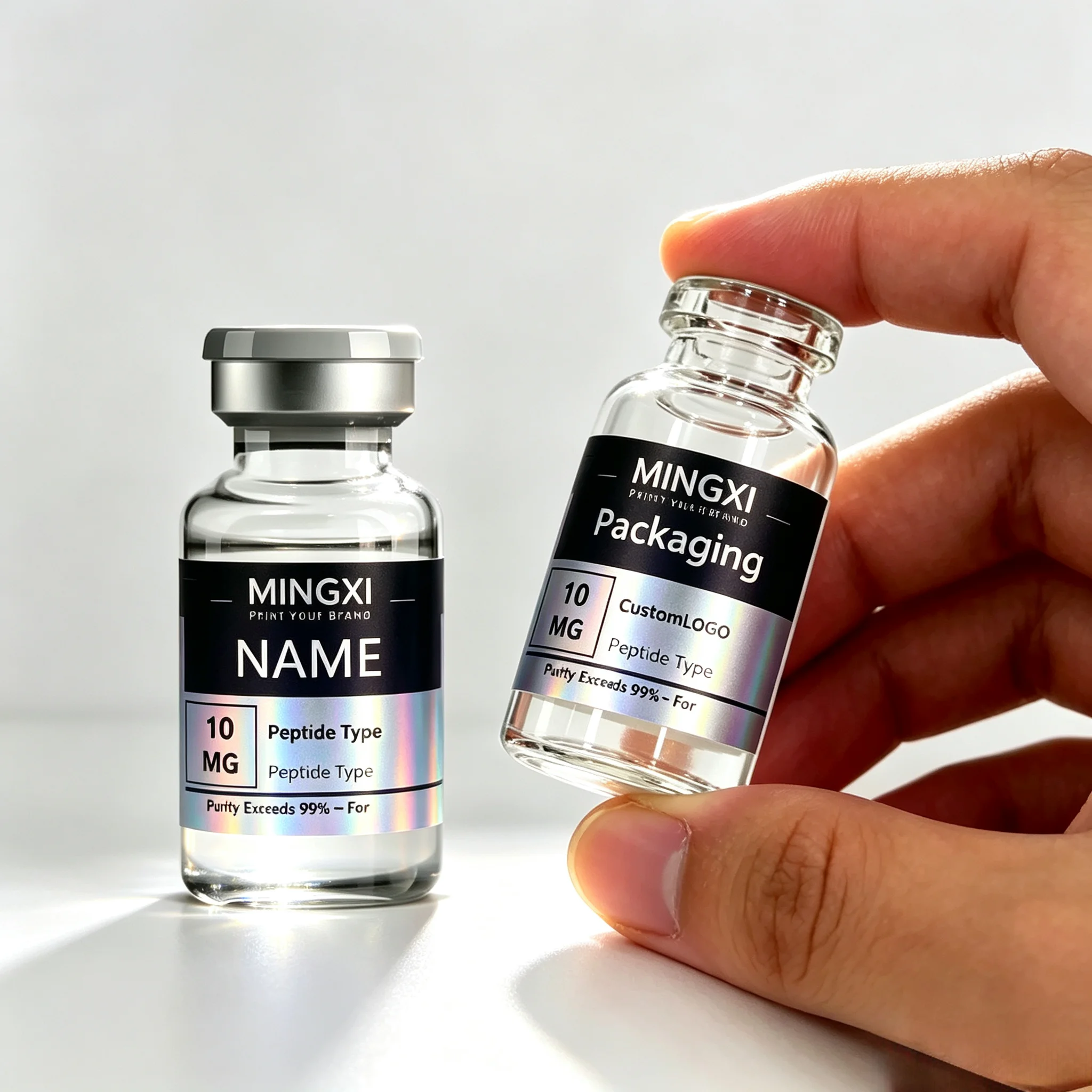 HD Waterproof Printing Private Label Vinyl Decals Custom Stickers for 3ml‑10ml Peptide Glass Vial Containers