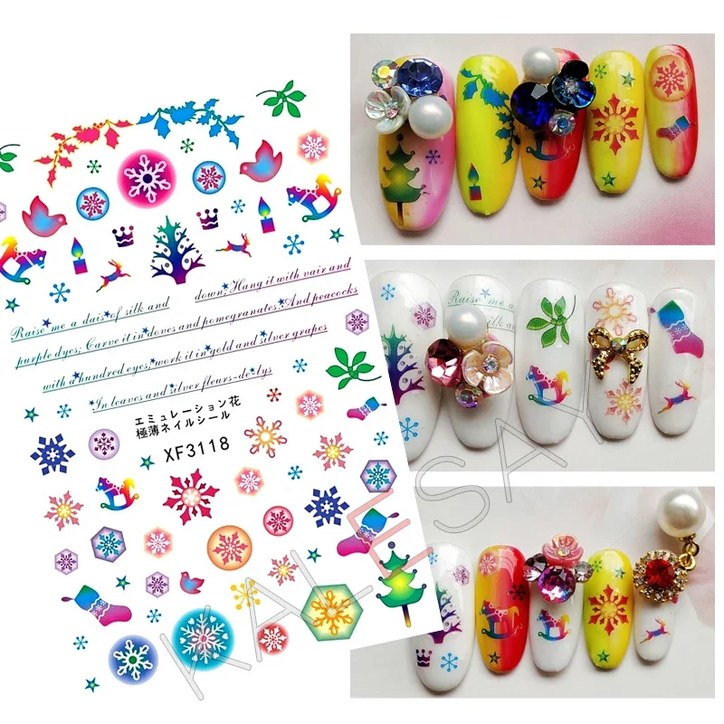 Merry Christmas Nail Art Stickers Decoratie Sneeuw Nagelsticker voor manicure Kerstman Sticker voor nagels Ontwerp Kerstman