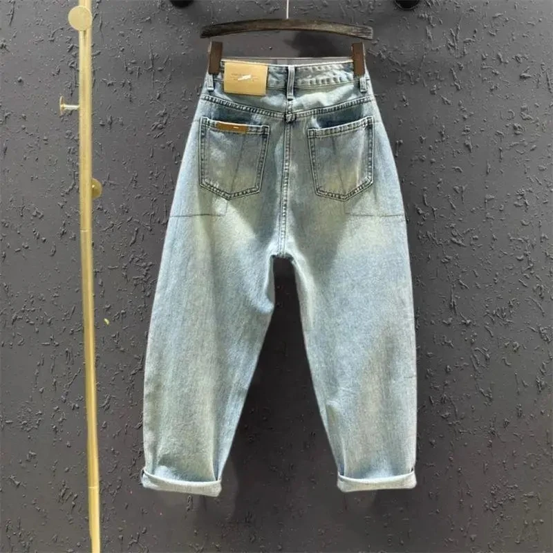 High waisted Jeans Female Harun Pants 2026 Spring Autumn Versatile Loose Fashion Nine cent pants Women\'s Casual Denim Trousers