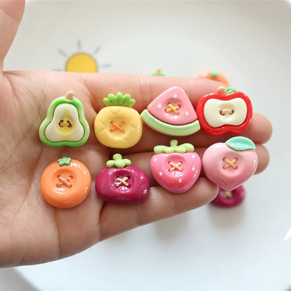 10pcs Cute Cartoon Kawaii Fruit Strawberry  Series Flat Back Resin DIY Scrapbook Cabochons Embellishment Decoration Accessories