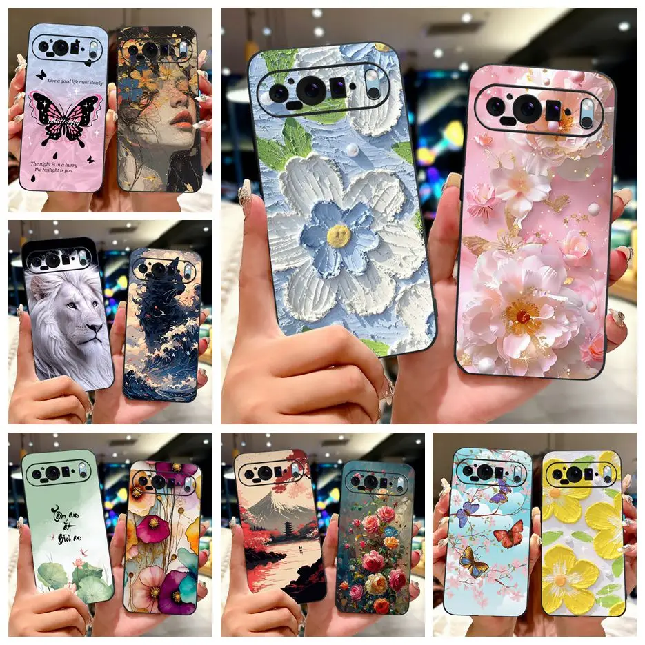 For Google Pixel 9 Pro Case Pixel9A Colorful Flowers Painted Cover Soft Silicone Phone Case For Google Pixel 9A Pixel9 Pro Shell