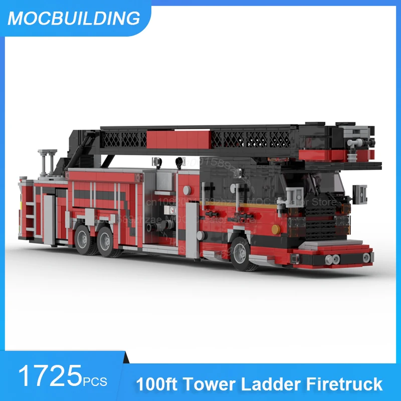 ตัวต่อ MOC บล็อก สมีล ซีรัส รถดับเพลิงแบบมีบันไดสูง 100 ฟุต รุ่นประกอบเอง DIY ของเล่นสะสมสร้างสรรค์ ของขวัญ 1725 ชิ้น