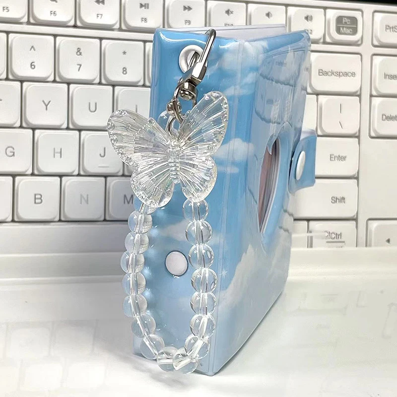 Tarjetero acrílico de mariposa de cristal, 1 piezas, soporte para tarjeta de crédito, identificación bancaria, funda protectora, llavero colgante de moda