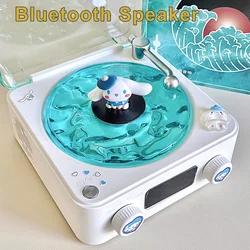 Retro Bluetooth Speaker BT 5.0 Stereo Music Player Built-in White Noise Vintage Vinyl Record Shape Support TF Card AUX Playback