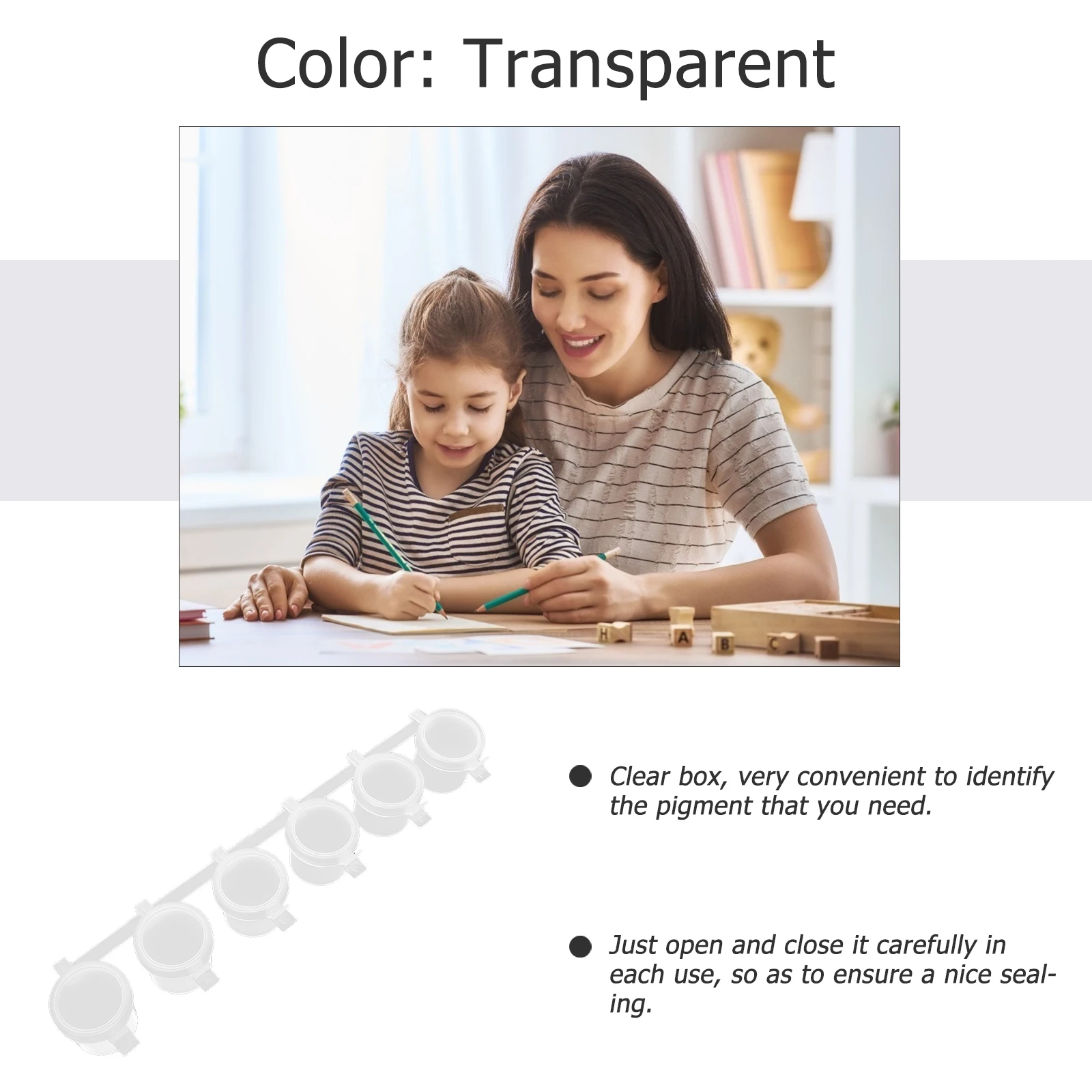 

5 set 10ml 6-Compartment Watercolor Pigment Boxes Empty Paint Pots Plastic DIY Tools 22 8cm Long Non Spill Durable Storage