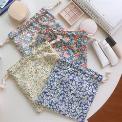 Biancheria intima portatile organizzatore cosmetico borsa per il trucco in cotone borse con coulisse da viaggio borsa per la conservazione dell'organizzatore di vestiti con stampa floreale