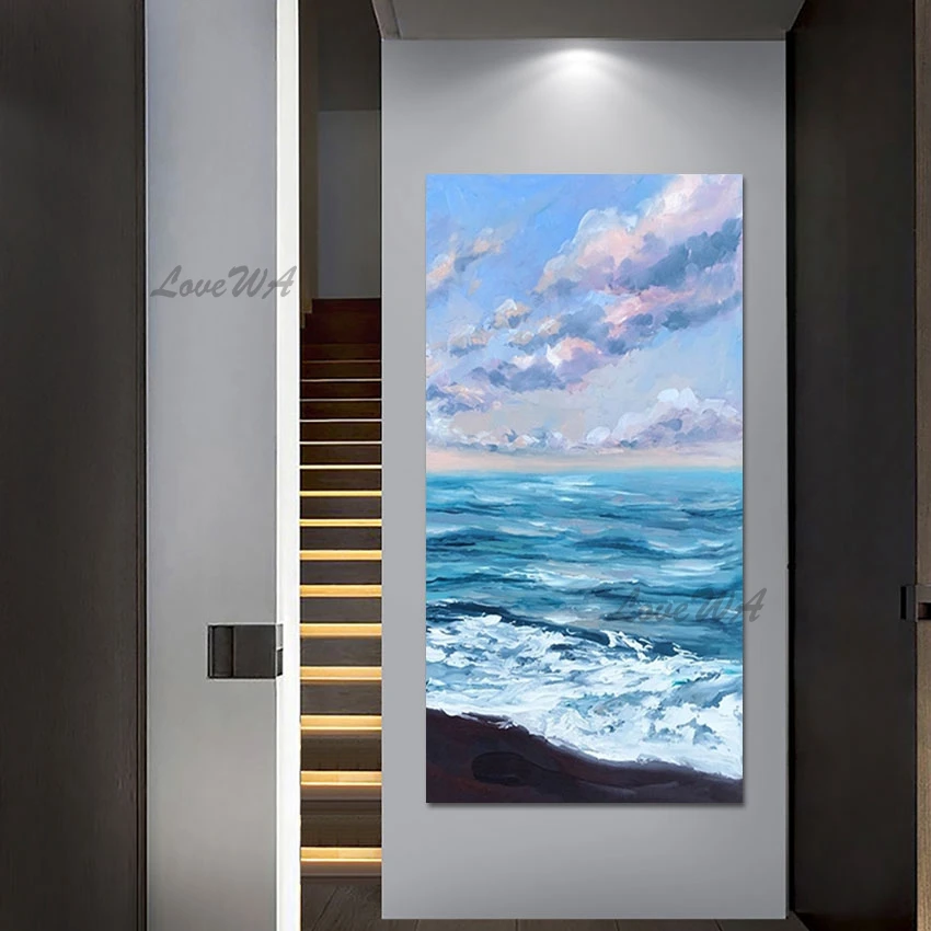 

Abstract Wall Art Beautiful Cloud Landscape Picture Sea Wave Painting Unframed Living Room Decorative Canvas Oil Painting