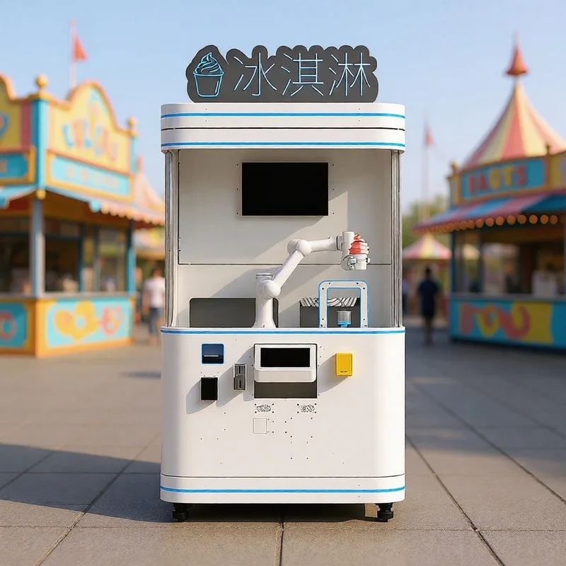 Touch Screen Smart Robotic Arm Soft Serve Ice Cream Vending Machine 3 Flavor Commercial Custom